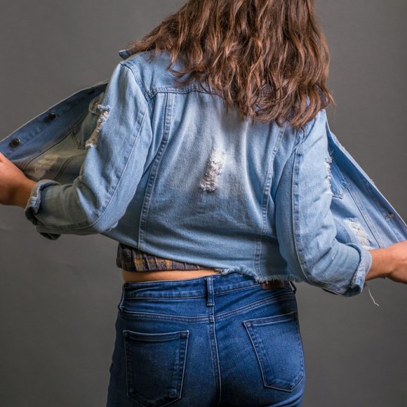 Ripped Jean Jacket by Miss Rose - Picture 6 of 6